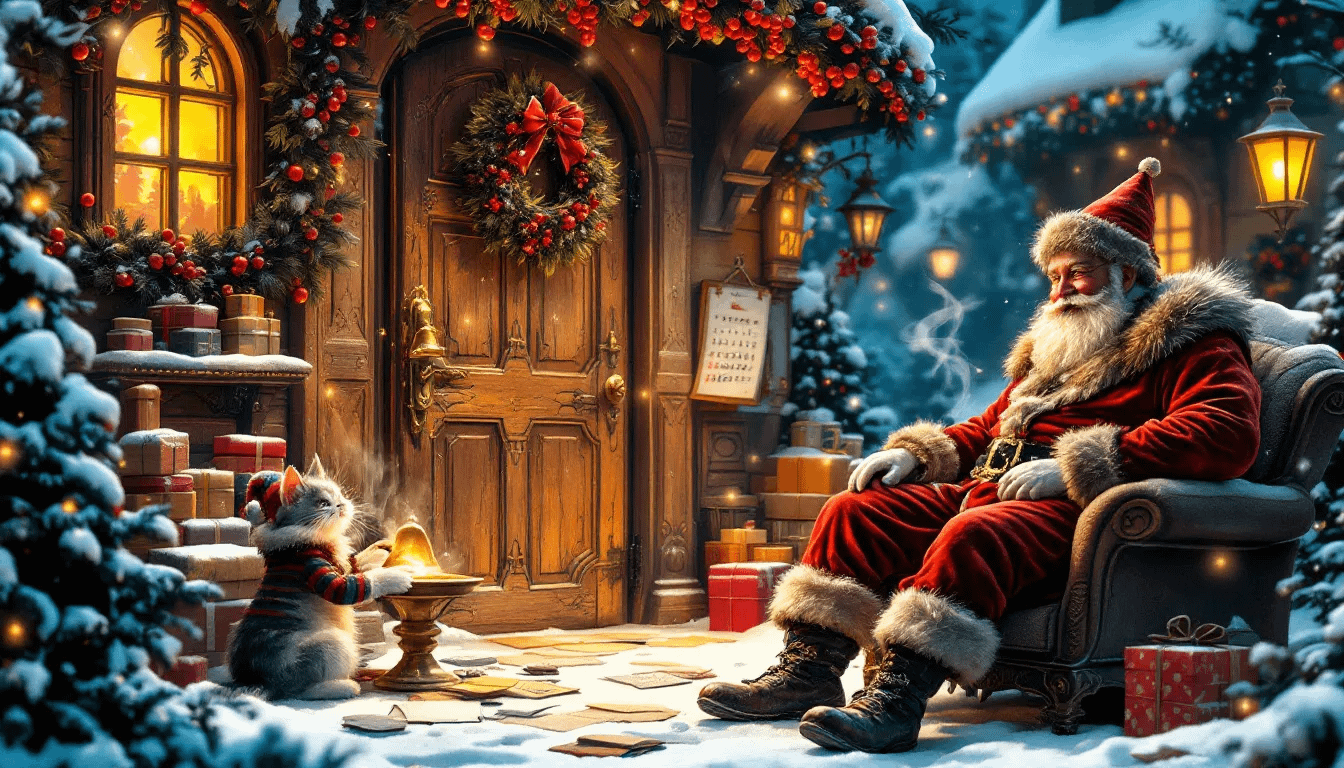 A festive scene depicting the Santa tradition during the Christmas season.
