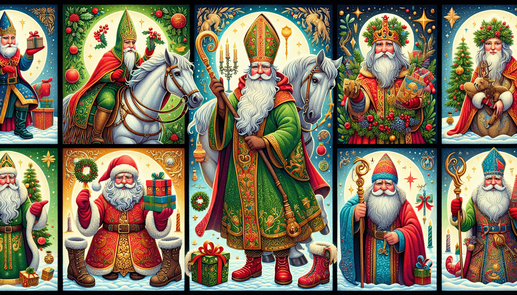 Illustration of European Santa Claus Variations