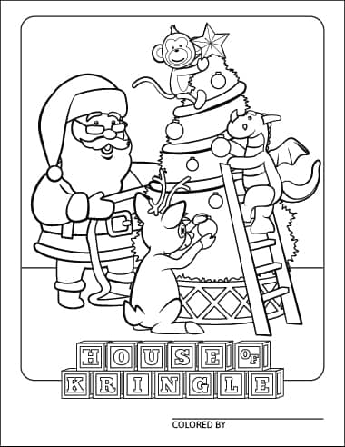 Santa Claus Decorating Christmas Tree