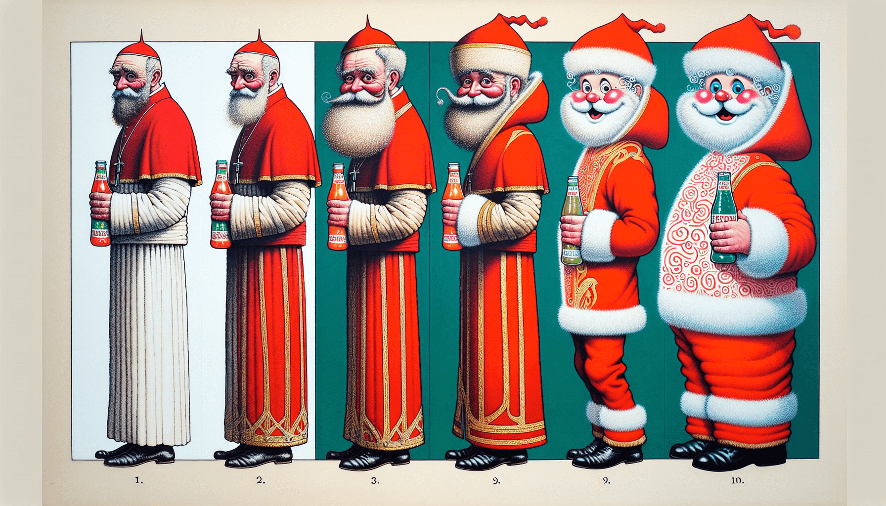 Illustration of the evolution of Santa's iconic look