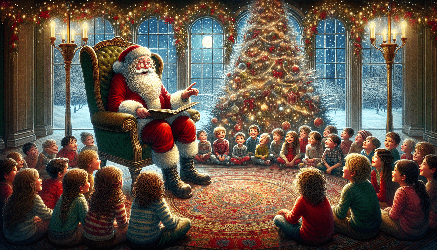 Santa storytelling to children at an event