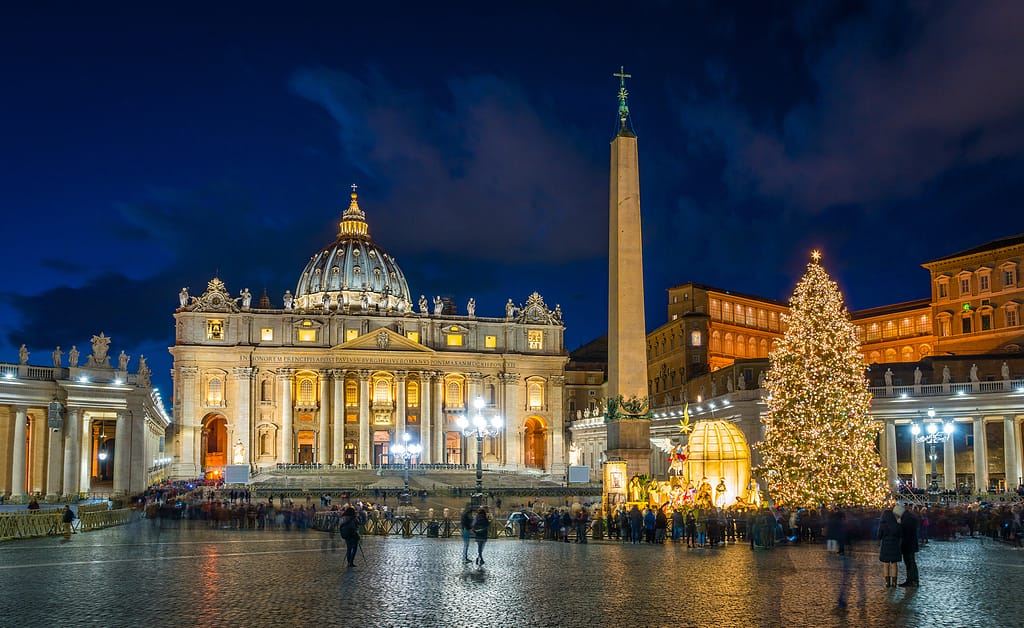 Saint Peter Basilica in Rome at Christmas