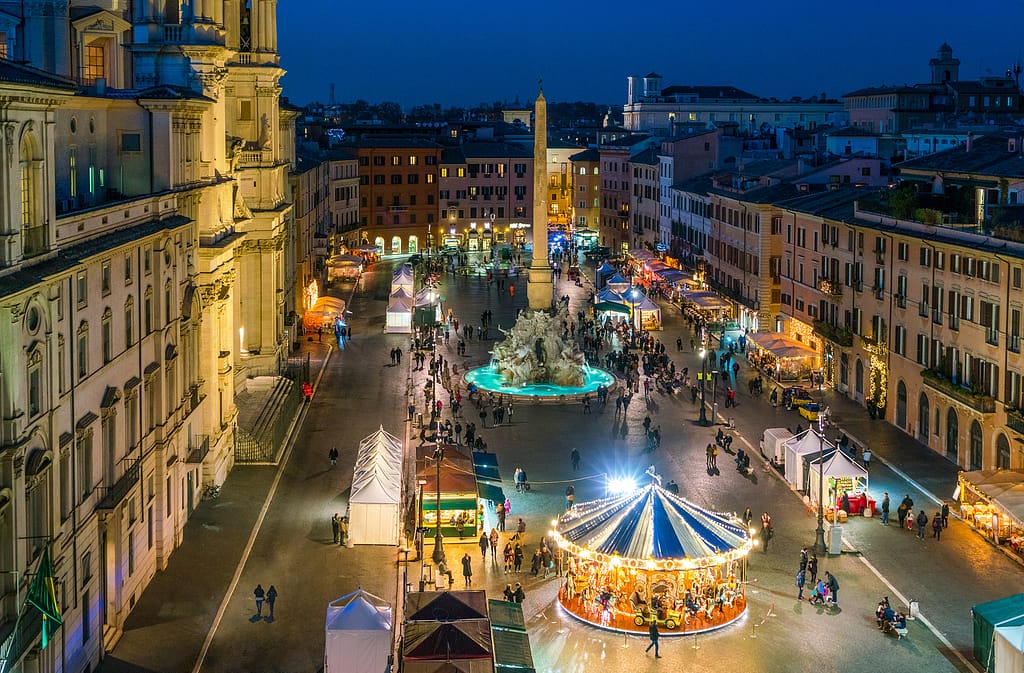 Piazza Navona In Rome During Christmas Time 2048
