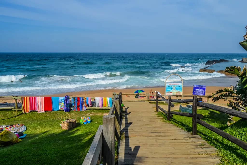 Thompsons Bay Beach Picturesque Sandy Beach In A Sheltered Cove With A Tidal Pool In Shaka's Rock Dolphin Coast Durban North Kzn South Africa