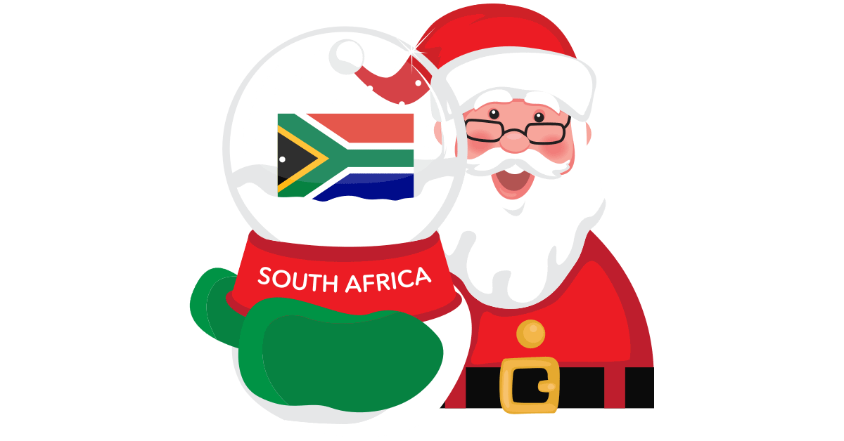 Santa Holding a Snow Globe for Christmas in South Africa