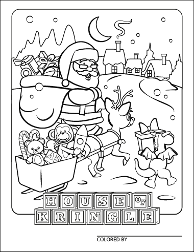 Santa Claus Coloring Pages - Santa Claus Delivering Gifts With Friends