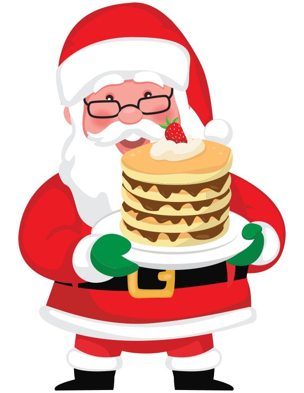 Santa Holding A Plate Of Pancakes
